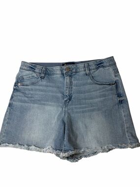 Democracy Light Blue Frayed Hem Denim Shorts, size 14